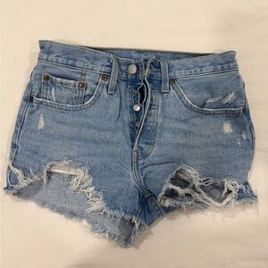 Levi's Light Blue Distressed Jean Shorts